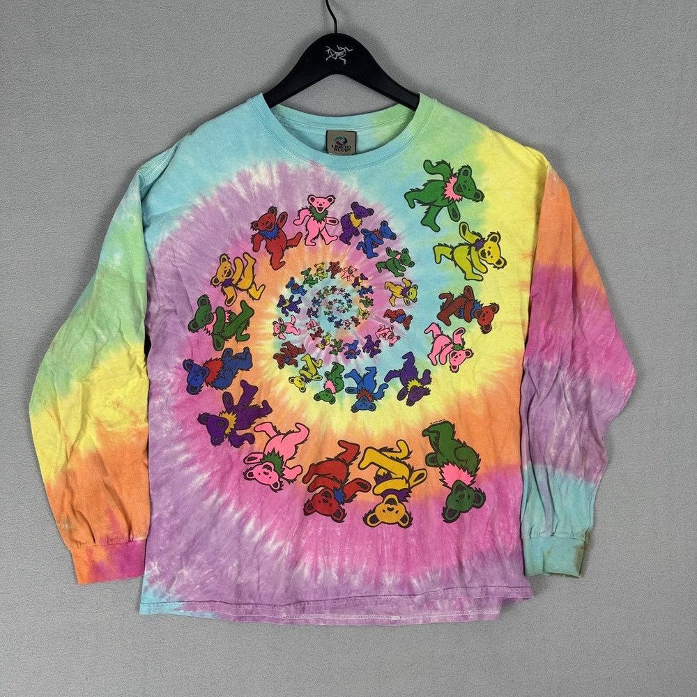 Vintage Liquid Blue Grateful Dead Dancing Bears Tie Dye Mens Large 90s Tour